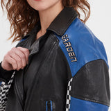 Duncan - Veste cuir oversize racing