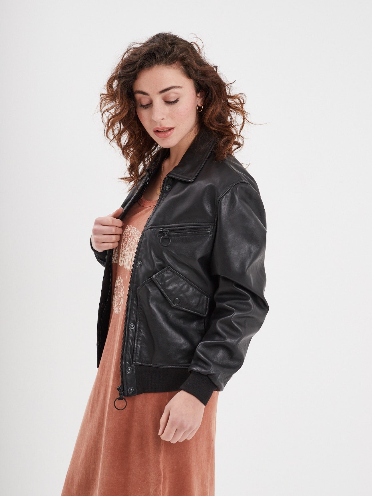 Veste fashion en cuir bombers femme