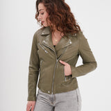 Olympe - Blouson biker cuir femme