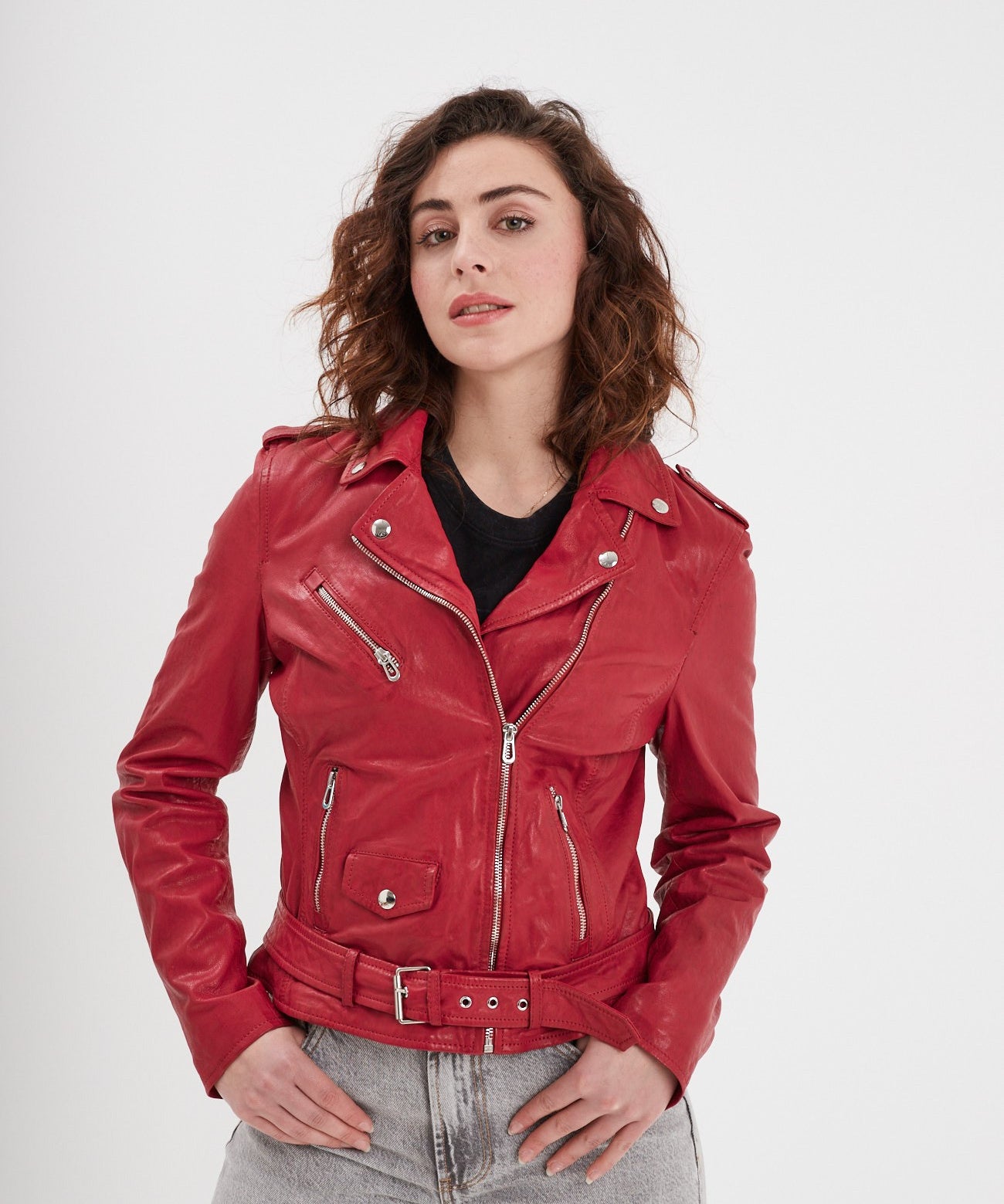 Paula - Blouson biker cuir femme