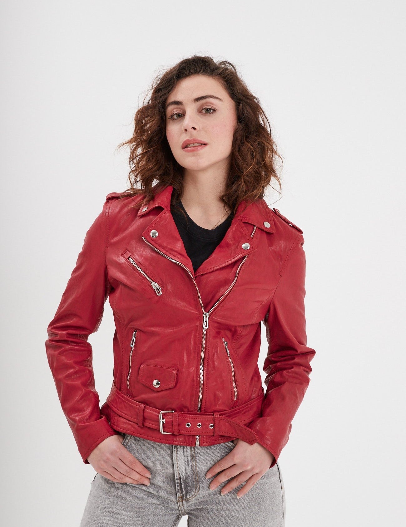 Paula - Blouson biker cuir femme