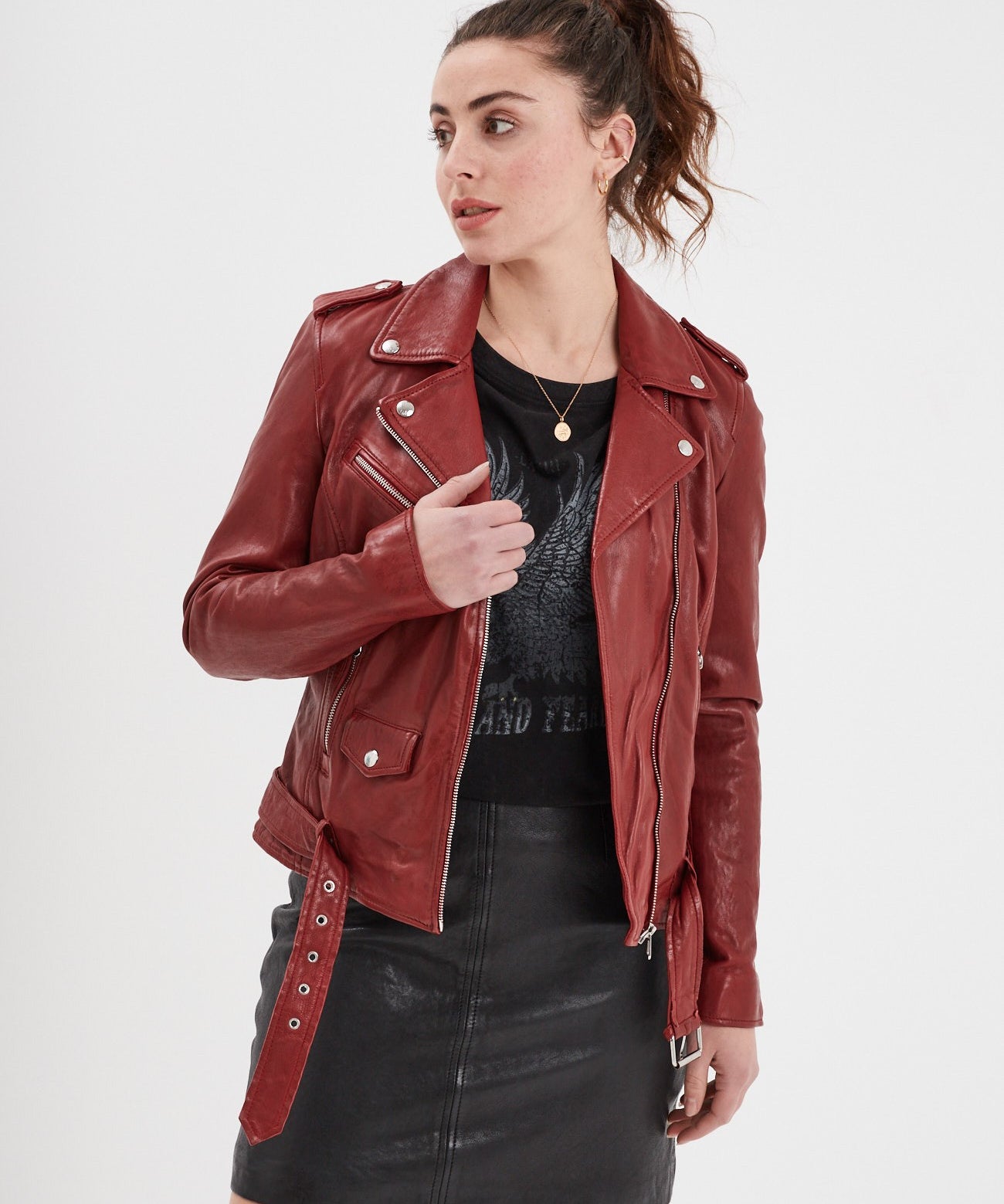 Paula - Blouson biker cuir femme