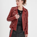 Paula - Blouson biker cuir femme