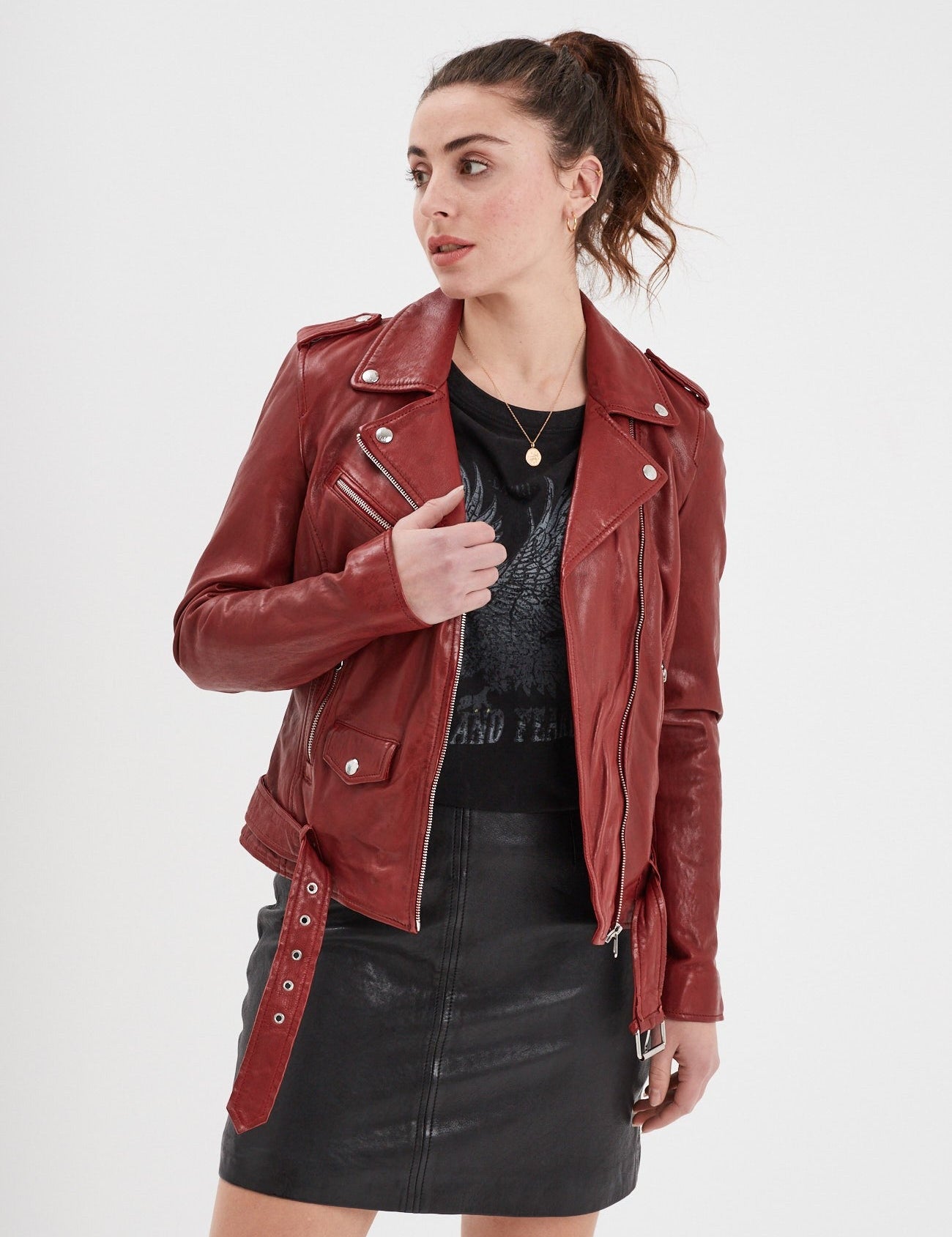 Paula - Blouson biker cuir femme