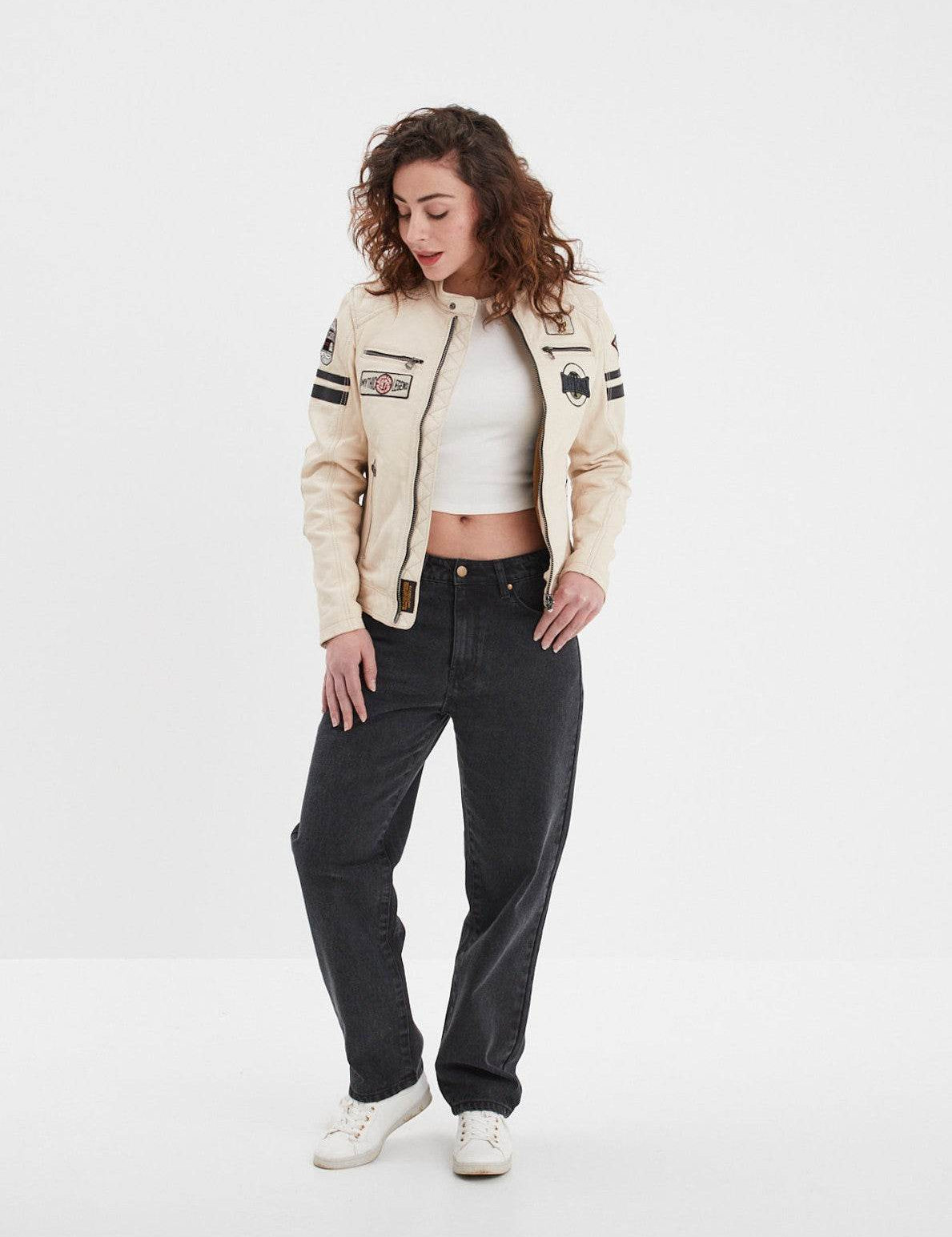 Walkora - Blouson moto vintage femme
