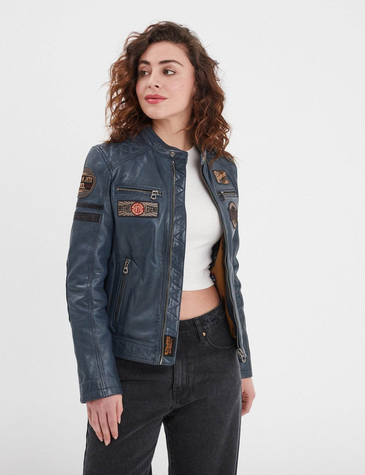 Walkora - Blouson moto vintage femme