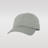 A light gray baseball cap with a curved brim is centered against a plain white background, showcasing its simple design.