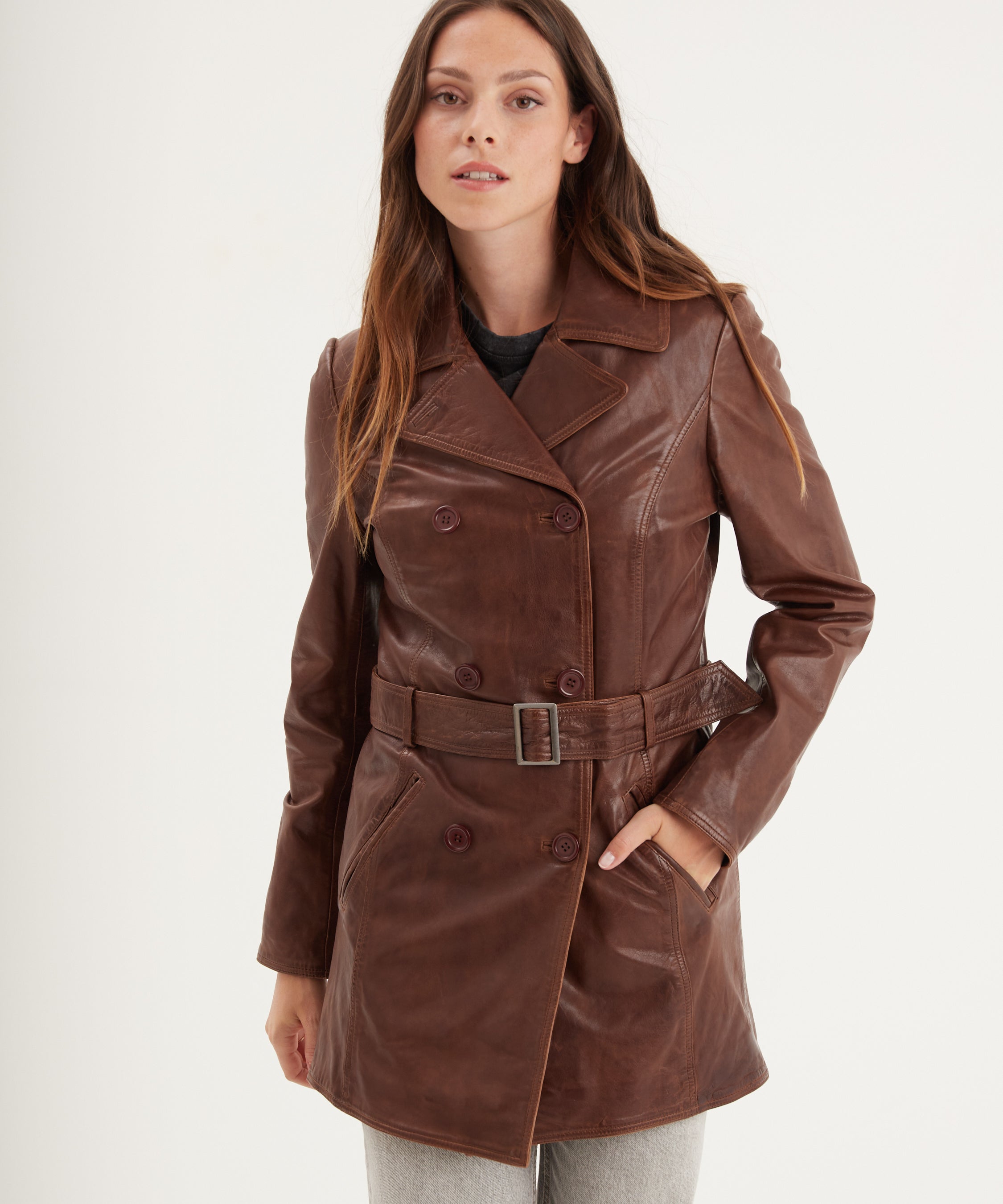 Anna - Veste classique cuir femme