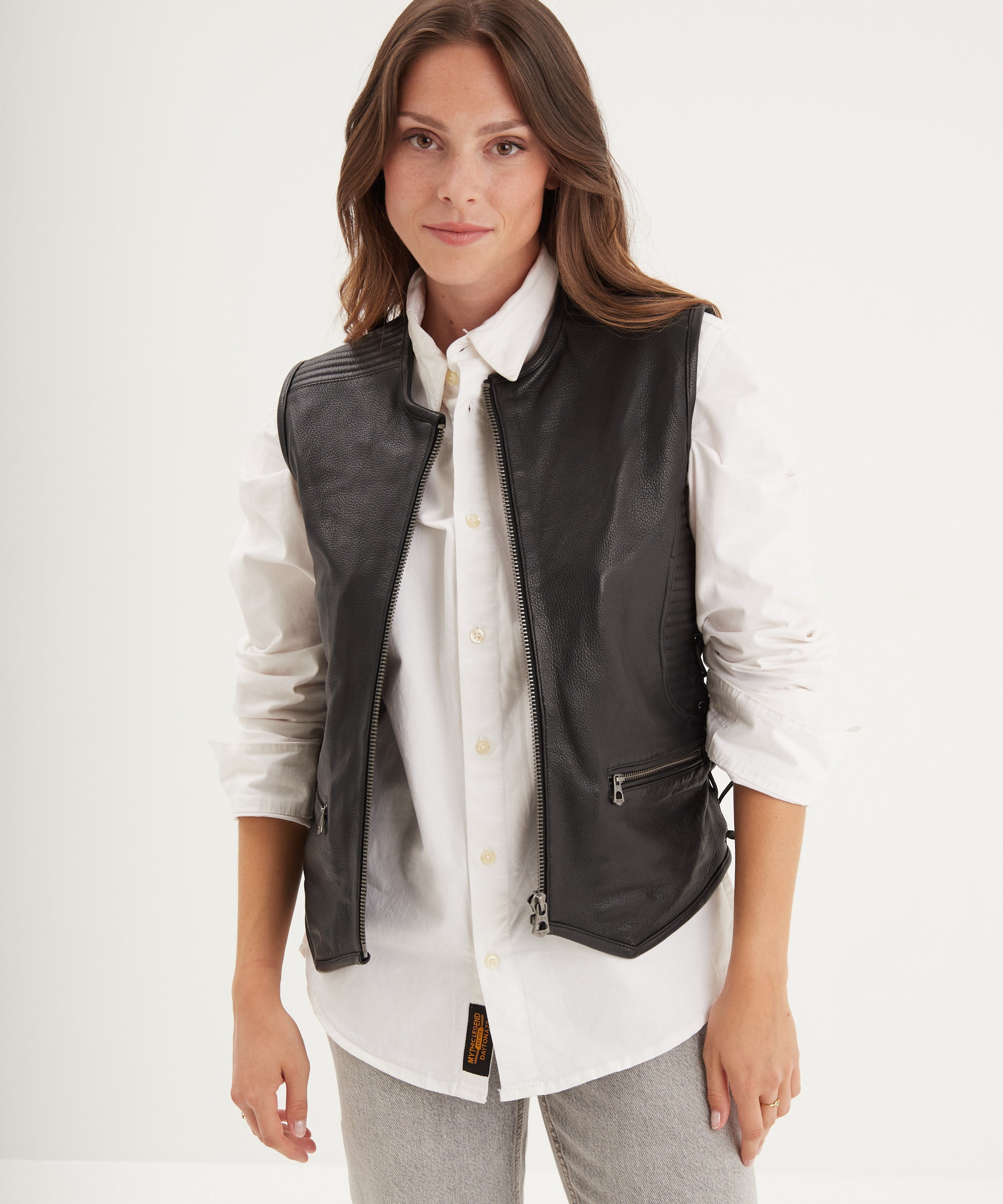 Frre chapter - Gilet biker cuir femme