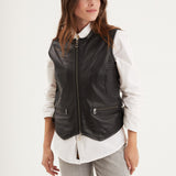 Frre chapter - Gilet biker cuir femme