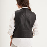 Frre chapter - Gilet biker cuir femme