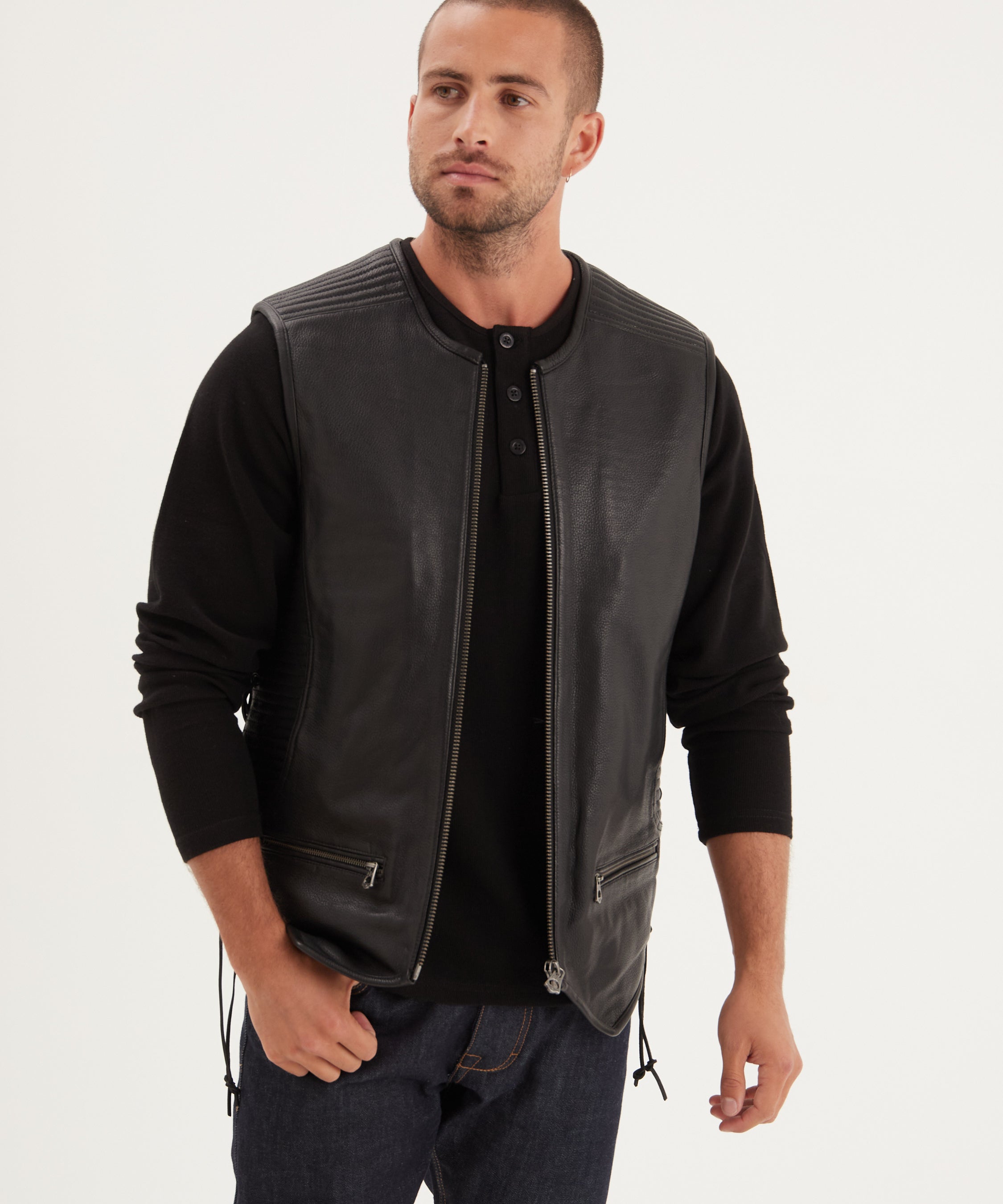 Free chapter - Gilet biker cuir homme