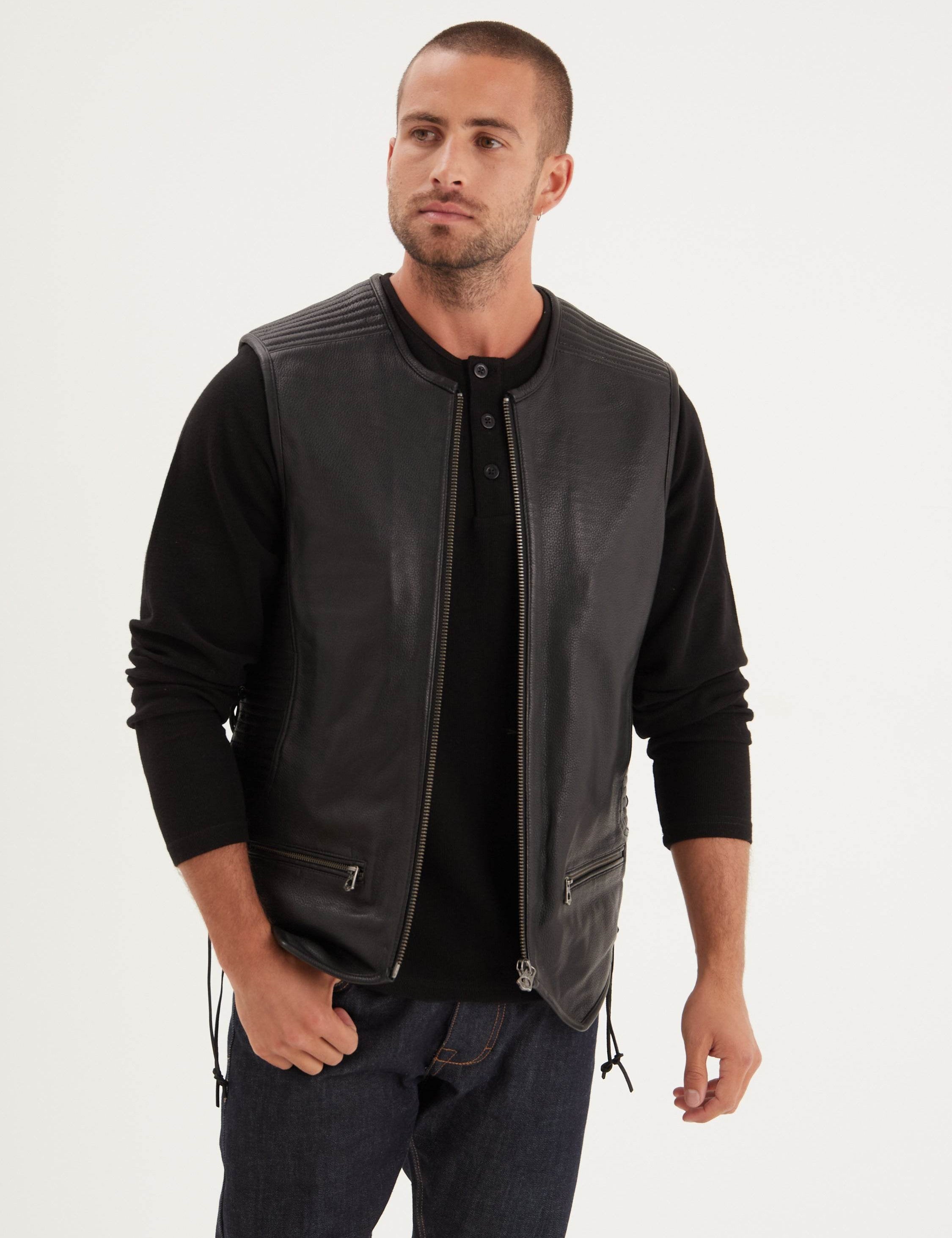 Free chapter - Gilet biker cuir homme