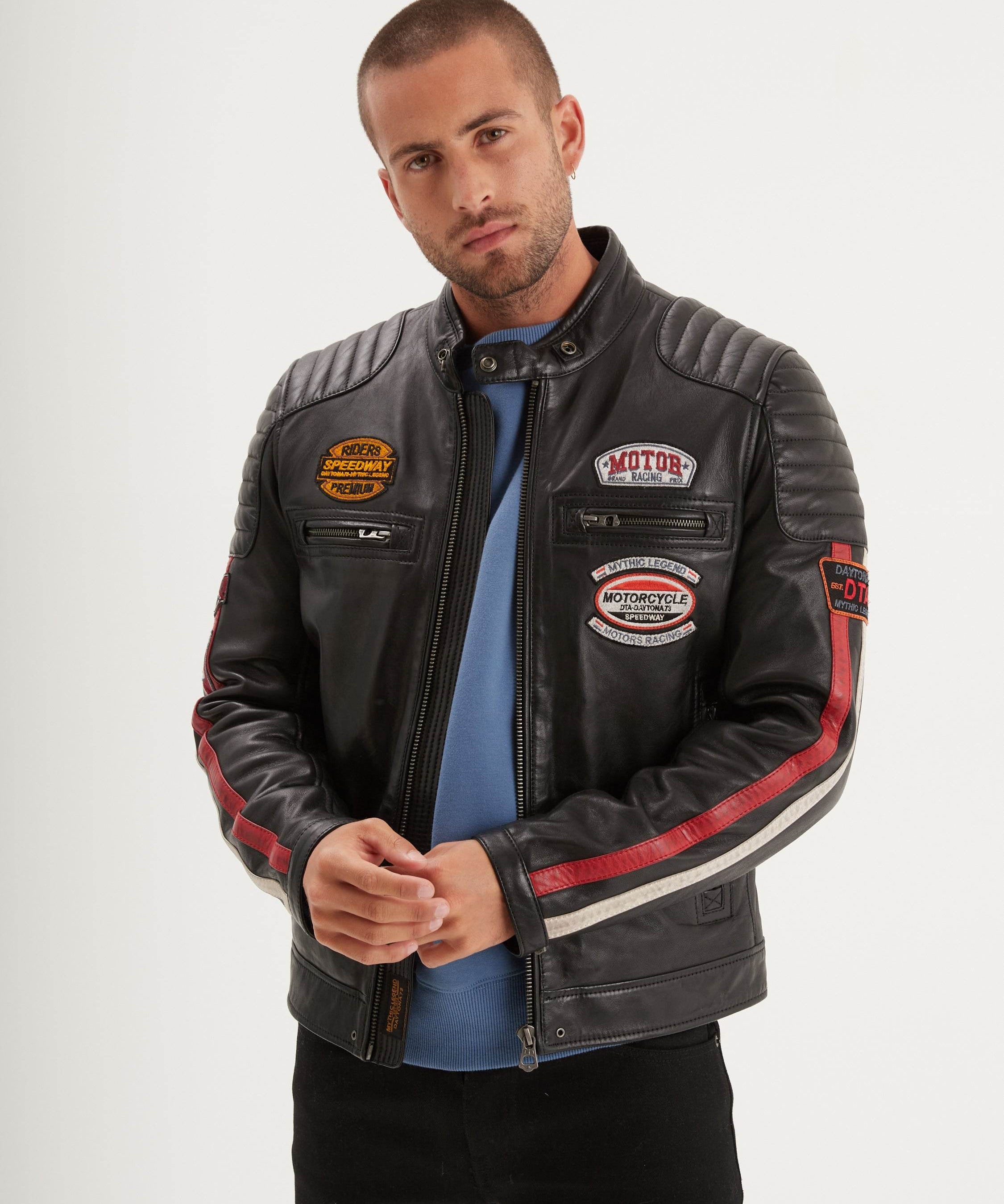 Chemise Blouson Cuir Moto Vintage Leather Motorcycle Jacket