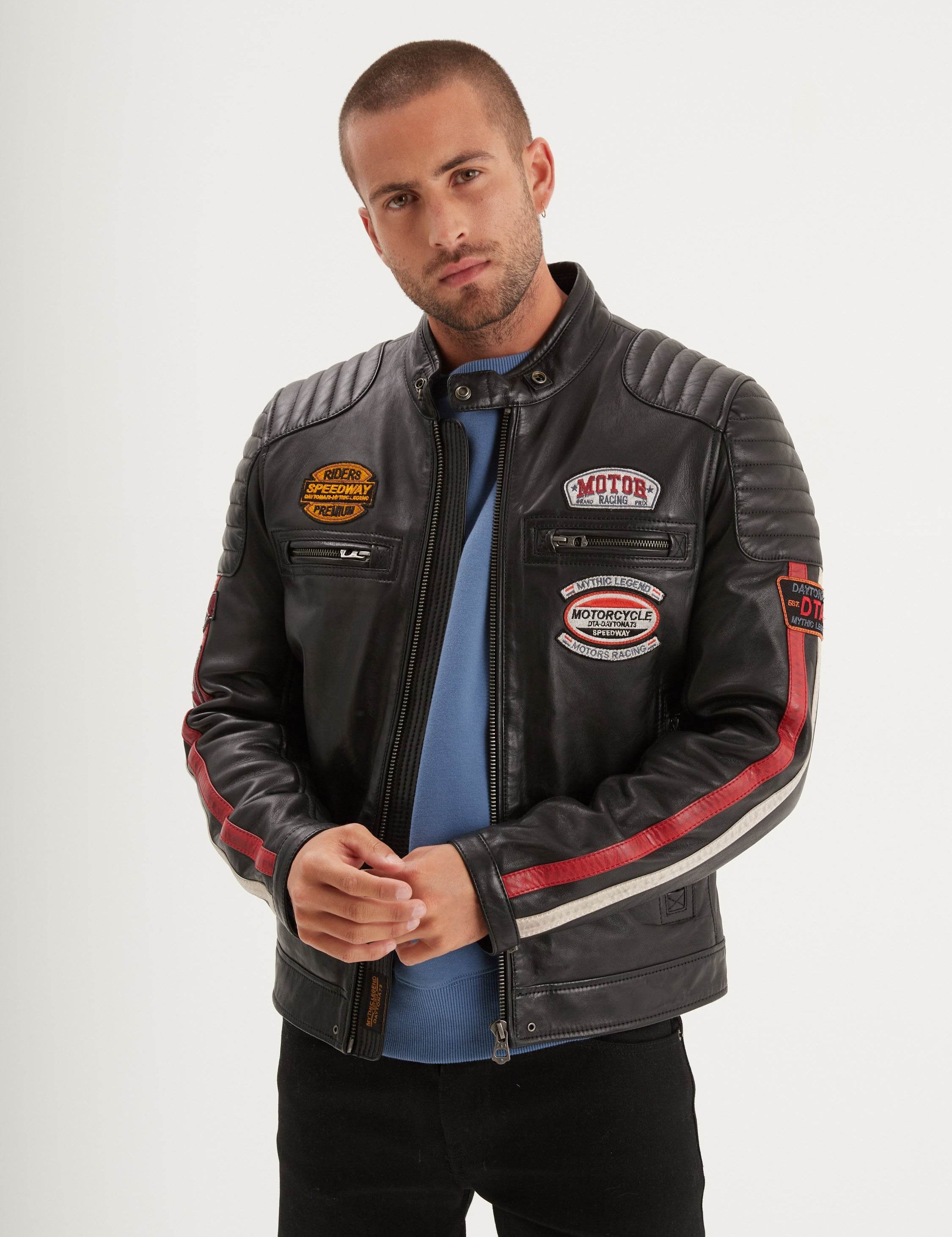 Gasly - Blouson cuir motard