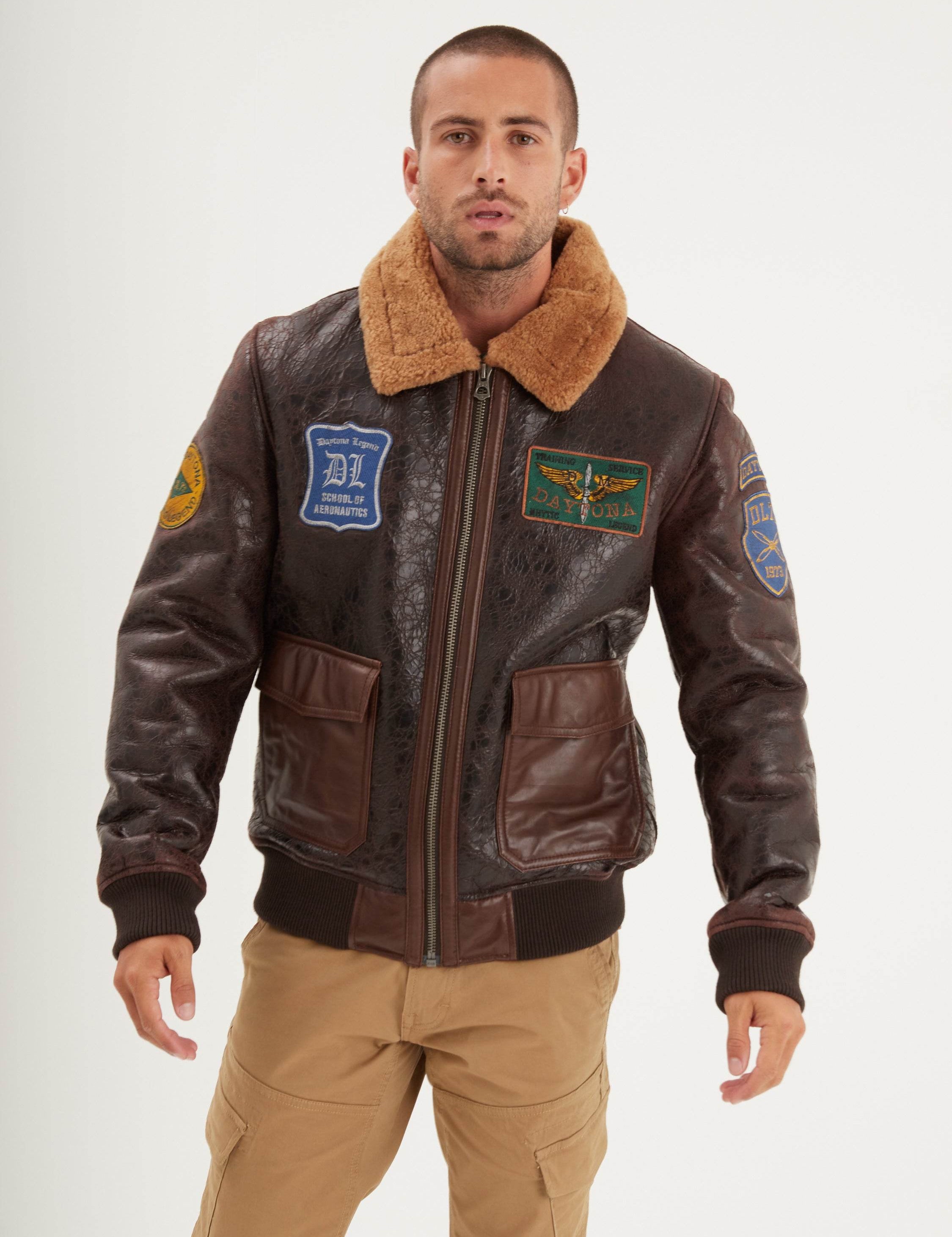 Jaky dfh - Leather aviator bomber