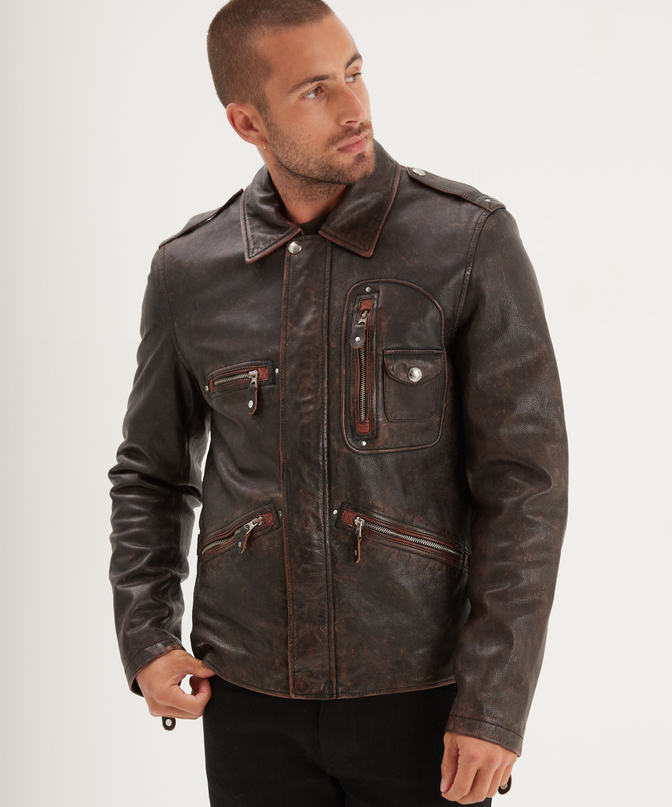 Kenton - Veste en cuir vintage