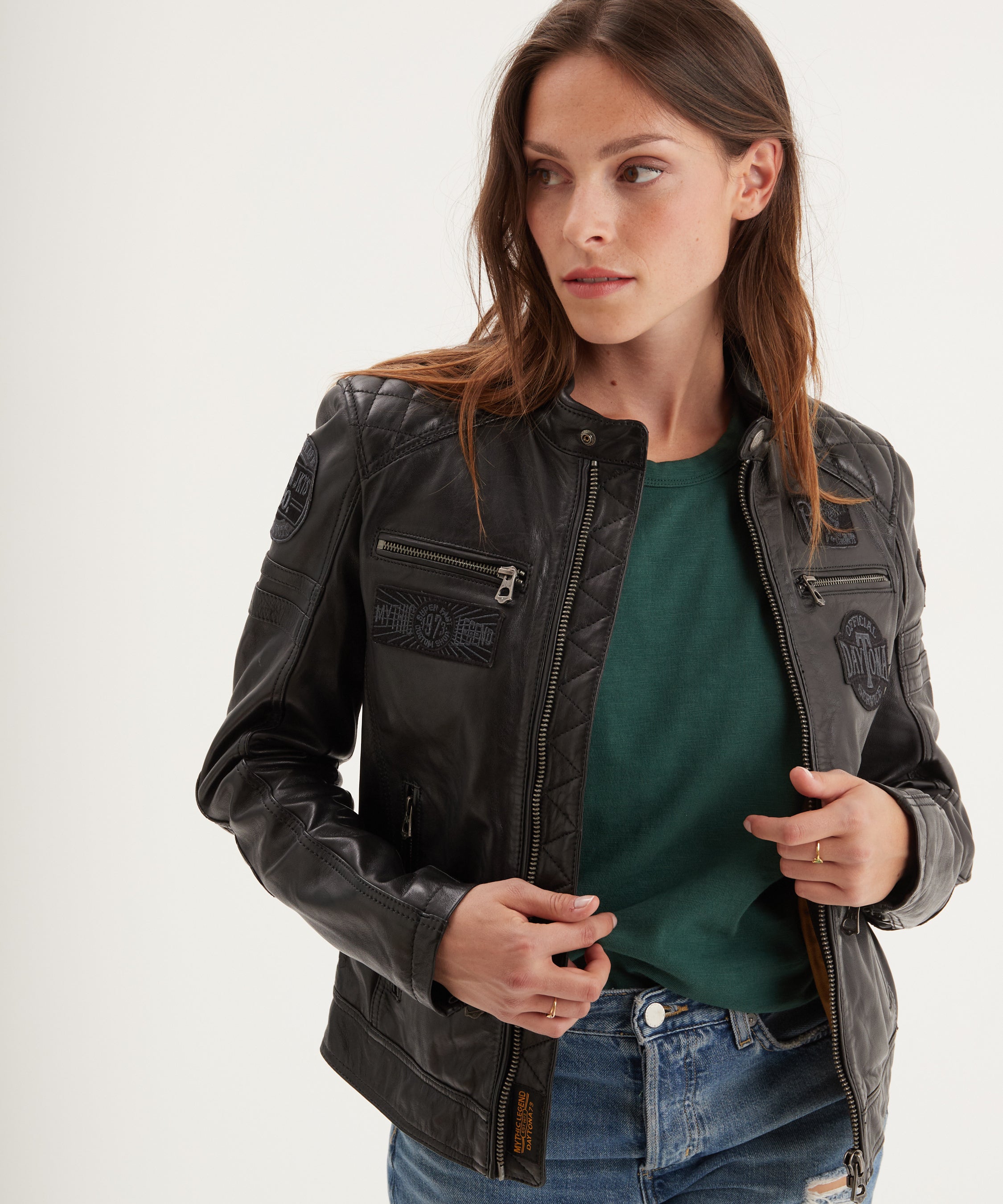 Walkora - Blouson moto vintage femme