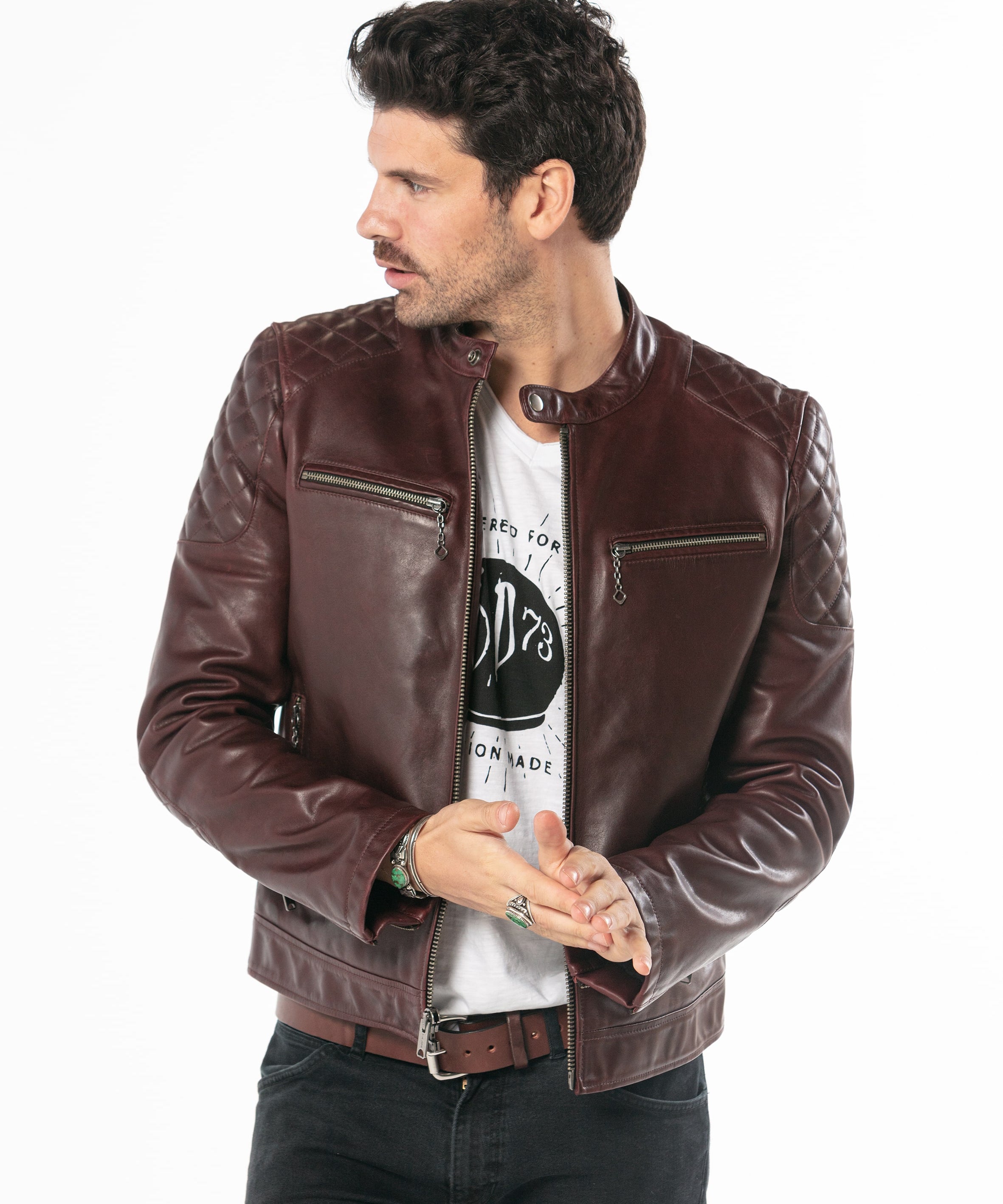 Cobalt - Blouson motard cuir homme